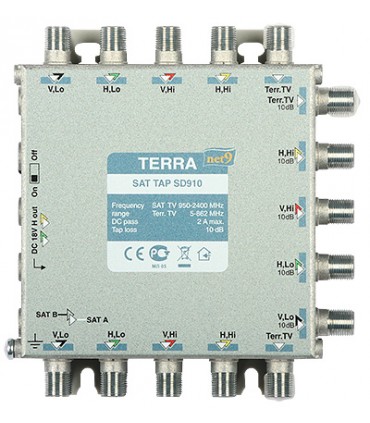 Odgałęźnik TV/SAT SD-910 klasa A, 9-we, 18-wy Terra 10 dB