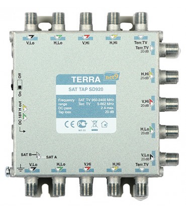 Odgałęźnik TV/SAT SD-920 klasa A, 9-we, 18-wy Terra 20 dB