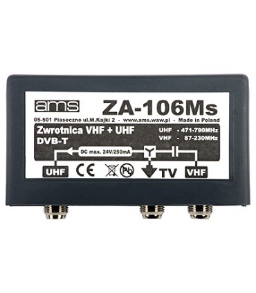 Zwrotnica antenowa ZA-106Ms VHF/21-48/75 złącza F