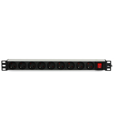 Listwa zasilająca RACK 19" AC 230 V 9 gniazd, wyłącznik, dł. przewodu: 1,6 m