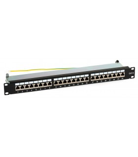 Patch Panel kat. 6, 24 porty RJ-45, FTP + uchwyt na kable