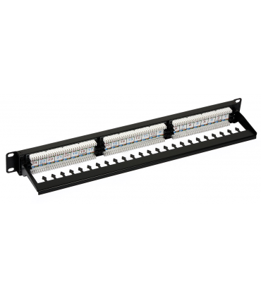 Patch Panel 1U, kat. 6, 24 porty RJ-45 + uchwyt na kable