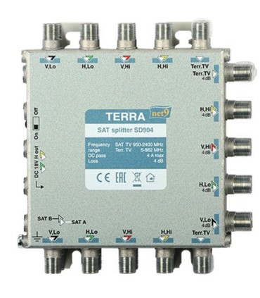 Rozgałęźnik TV/SAT SD-904 klasa A, 9-we, 18-wy Terra