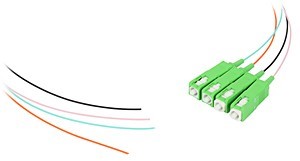 Zestaw pigtaili jednomdowych 4 szt. PG-52S1 SC/APC G.657A1 1m aqua, czarny, pomarańczowy, różowy