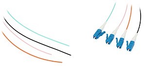 Zestaw pigtaili jednomodowych 4 szt. PG-55S1 LC/UPC G.657A1 1m aqua, czarny, pomarańczowy, różowy