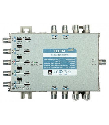 Multiswitch MV-908L TERRA klasa A, 9-wejściowy, 8-wyjściowy z aktywną naziemną - bez zasilacza