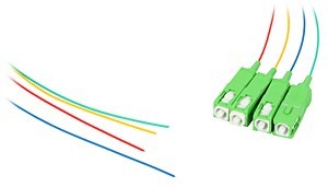 Zestaw pigtaili jednomdowych 4 szt. PG-52S1 SC/APC G.657A1 1m czerwony, zielony, niebieski, żółty