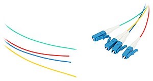 Zestaw pigtaili jednomodowych 4 szt. PG-55S1 LC/UPC G.657A1 1m czerwony, zielony, niebieski, żółty