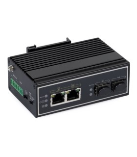 Switch przemysłowy PoE ULTIPOWER 322SFP mini 2xGE(2xPoE) 2xSFP(1000M) 802.3af/at HiPoE 180W PoE Auto-Check