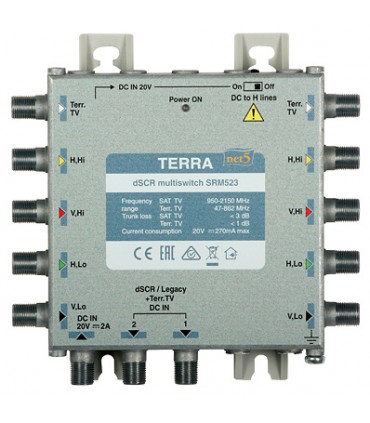 Multiswitch przelotowy SRM-523 Terra z AGC - klasa A z aktywnym torem TV system Digital SCR/Unicable