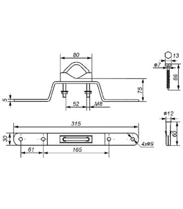 Obejma murowa czterootworowa OMM-50W6