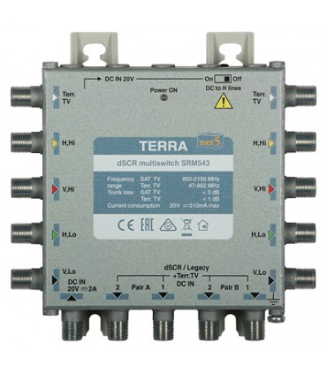 Multiswitch przelotowy SRM-543 Terra z AGC - klasa A z aktywnym torem TV system Digital SCR/Unicable