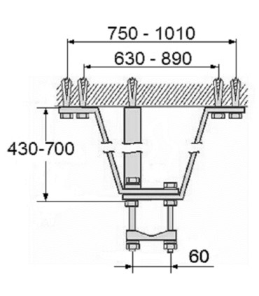 Obejma murowa regulowana OMP-50R45-70