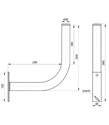 Uchwyt antenowy murowy UML-38L30 ocynkowany