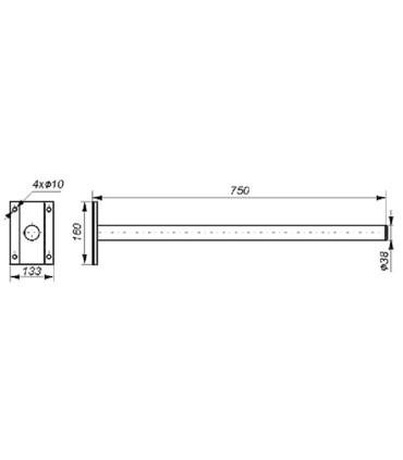 Uchwyt antenowy TV-SAT prosty WG-5/75cm ocynkowany