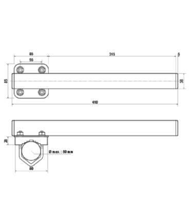Uchwyt masztowy rurowy URI-38Z30 cynkowany 30 cm