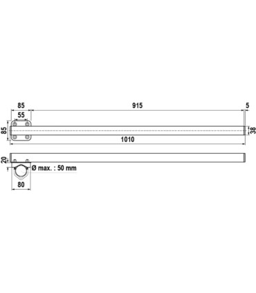 Uchwyt masztowy rurowy URI-38Z100 cynkowany 100 cm