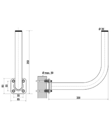 Uchwyt masztowy murowy URL-38Z30 cynkowany