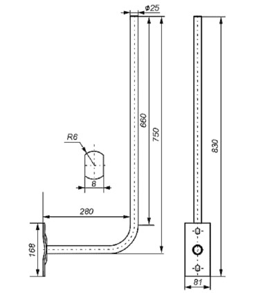 Uchwyt antenowy WG-25/800 TV ocynkowany