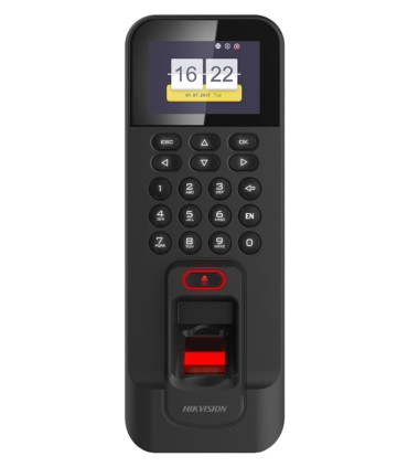 Autonomiczny terminal kontroli dostępu z wyświetlaczem LCD, czytnikiem Mifare i odcisków palców DS-K1T804BMF Hikvision