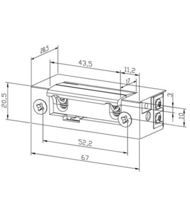 Elektrozaczep podstawowy ES1-001 symetryczny z regulacją 12 V AC/DC Bira