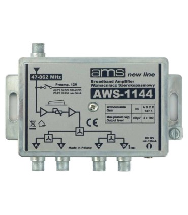 Wzmacniacz antenowy wewnętrzny z zasilaczem AWS-1144 SilverLine