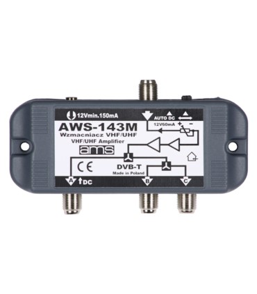 Wzmacniacz antenowy wewnętrzny z zasilaczem AWS-143M