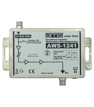 Wzmacniacz antenowy wewnętrzny z zasilaczem AWS-1241 SilverLine