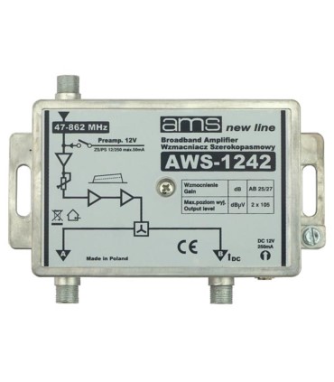 Wzmacniacz antenowy wewnętrzny z zasilaczem AWS-1242 SilverLine