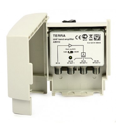 Wzmacniacz masztowy DVB-T UHF AB012 Terra (22 dB DC 5 V/12 V)