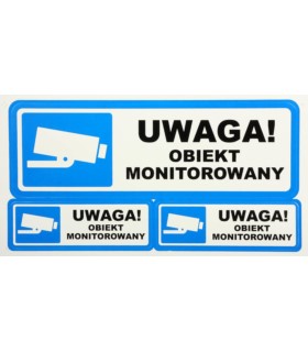 Naklejka "UWAGA! OBIEKT MONITOROWANY" - komplet