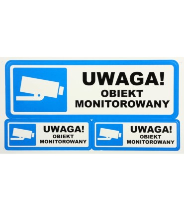 Naklejka "UWAGA! OBIEKT MONITOROWANY" - komplet