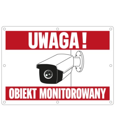 Tablica twarda PCV "UWAGA! OBIEKT MONITOROWANY" (A4, 210 x 297 x 1 mm)