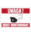 Tablica twarda PCV "UWAGA! OBIEKT MONITOROWANY" (A4, 210 x 297 x 1 mm)