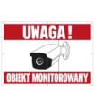 Tablica twarda PCV "UWAGA! OBIEKT MONITOROWANY" (A3, 297 x 420 x 1 mm)