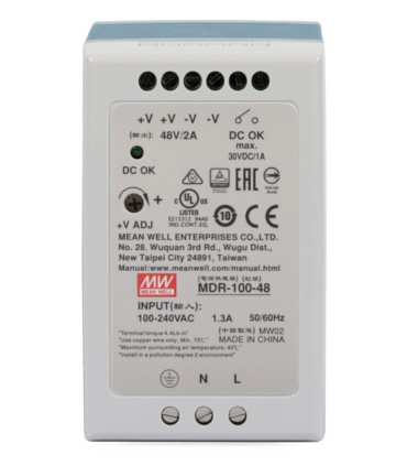 Zasilacz impulsowy MDR-100-48 48 V Mean Well, szyna DIN