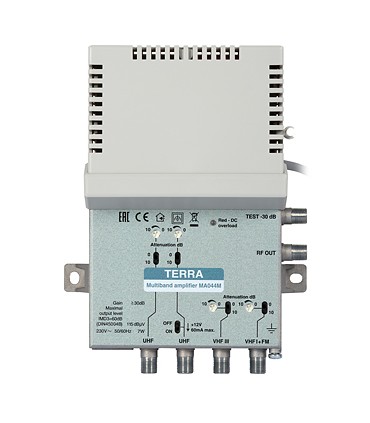 Wzmacniacz budynkowy MA044M VHFI+FM/VHFIII/2xUHF TERRA