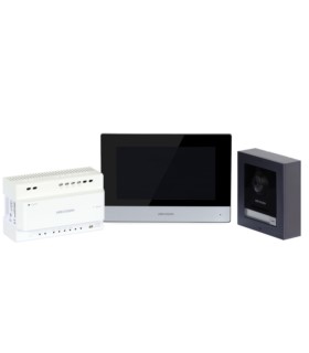 Zestaw wideodomofonowy Hikvision 2-Wire DS-KIS702 (DS-KD8003-IME2, DS-KH6320-WTE2, DS-KAD704, microSD, zasilacz)