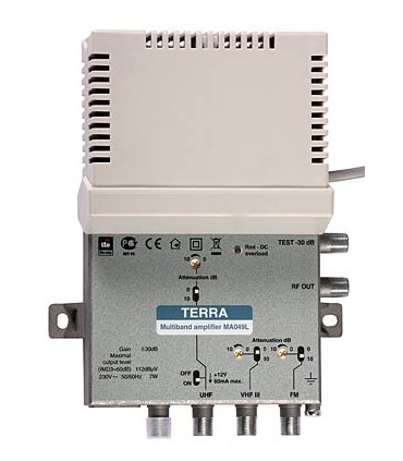 Wzmacniacz budynkowy MA-049L FM-BIII-UHF max 34 dB Terra