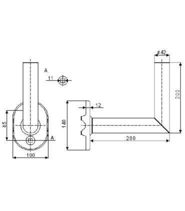 Uchwyt balkonowy poziomy BLH-200 ocynkowany