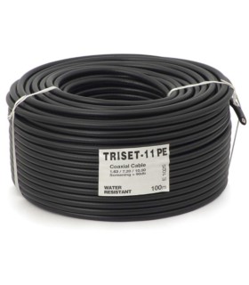 Przewód koncentryczny 75 Om TRISET-11 PE+żel Fca klasa A 1,63/7,2/10,2 100 dB [100m]