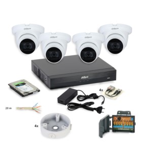 Zestaw monitoringu Dahua 1x XVR5104HS-I3, 4x HAC-HDW1500TMQ-A-0280B-S2, Dysk1TB + akcesoria