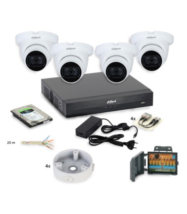 Zestaw monitoringu Dahua 1x XVR5104HS-I3, 4x HAC-HDW1500TMQ-A-0280B-S2, Dysk1TB + akcesoria