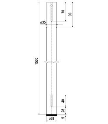 Maszt ant. 38mm/1,5m stal nierdzewna (INOX) z możliwością łączenia /system C/