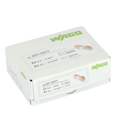 Złącze WAGO 221-2411 COMPACT max. 4 mm2 2-przewodowe przelotowe /60 sztuk/