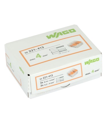 Złącze WAGO 221-413 COMPACT max. 4 mm2 3-przewodowe /50 sztuk/