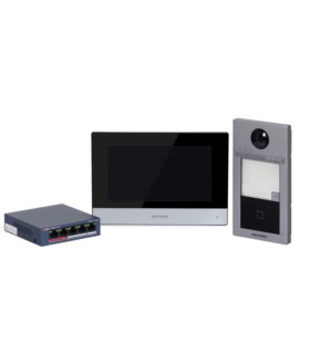Zestaw wideodomofonowy Hikvision IP Villa 2 gen. DS-KIS604-S(B) (DS-KV8113-WME1(B)/Surface, DS-KH6320-WTE1, DS-3E0105P-E/M(B))