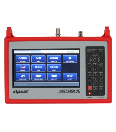 Miernik sygnału DVB-T/T2(HEVC 10 bit)/C/J.83B/ISDB-T oraz DVB-S/S2 AS07STCA-4K z analizatorem widma i certyfikatem kalibracji